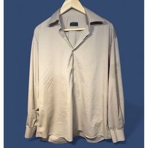 Vintage PRADA Made Italy Beige Stretch, Collar Lng Sleeve Dress Shirt 39"15-1/2"